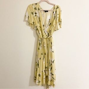 Yellow Floral Dress with Tie